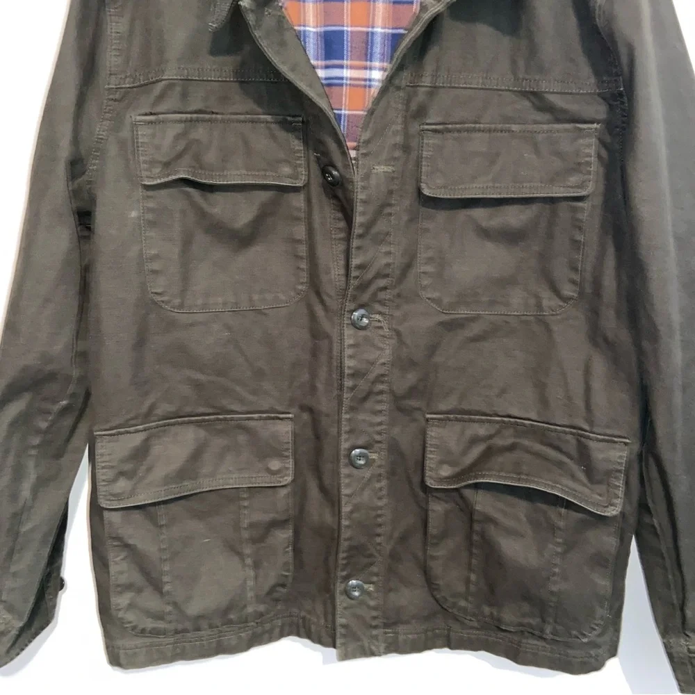 J Crew Mercantile Chore Coat Mens XL Green Flannel Lined Barn Field Jacket
